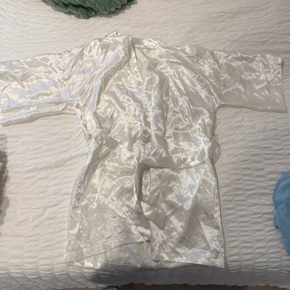 White Satin Bride Robe - Picture 2 of 3